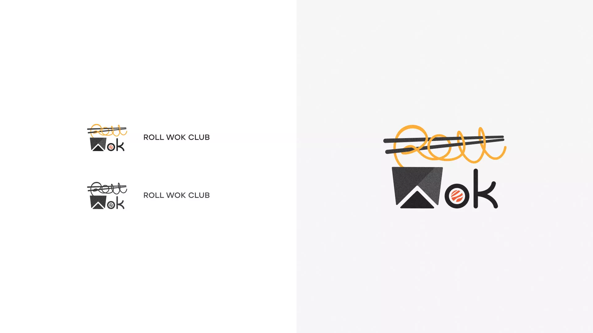 Разработка логотипа суши-бара «Roll Wok Club» в Олонце