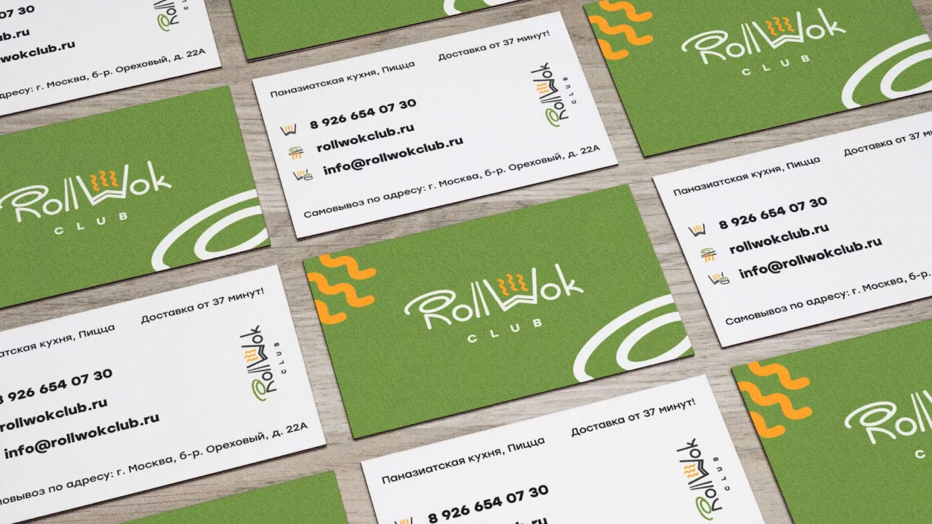 Разработка дизайна визиток суши-бара «Roll Wok Club» в Олонце
